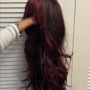 Long Wavy Burgundy Wig 30 in